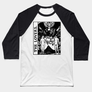 The Lovers Tarot Card Black and White Baseball T-Shirt